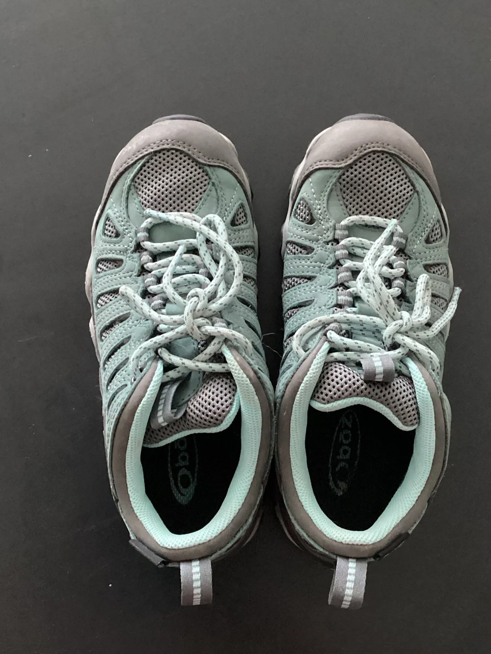 Women's Athletic Trail Shoes in Mint Green and Gray